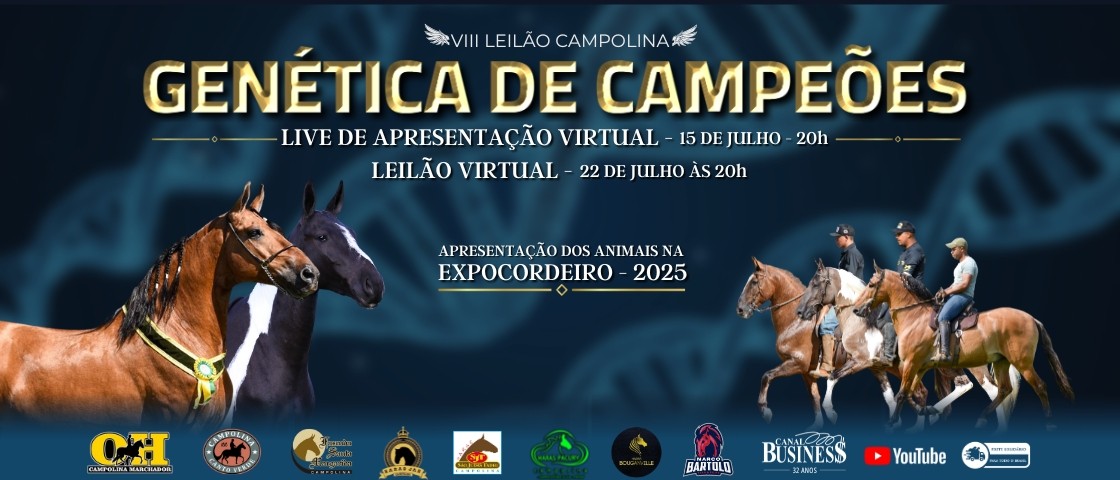 Slide VIII LEILÃO VIRTUAL CAMPOLINA GENÉTICA DE CAMPEÕES