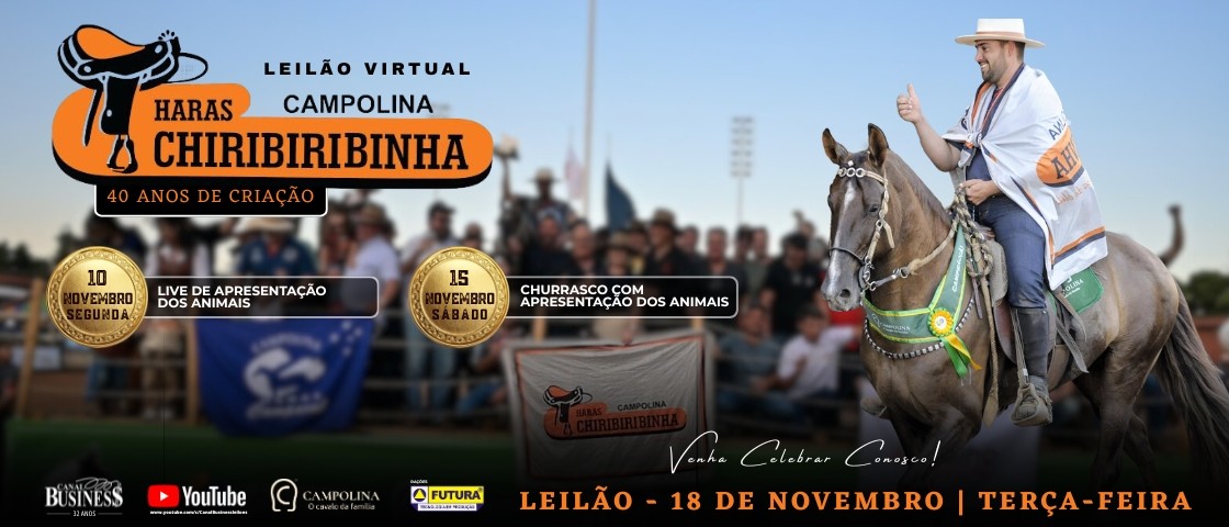 Slide LEILÃO CAMPOLINA HARAS CHIRIBIRIBINHA